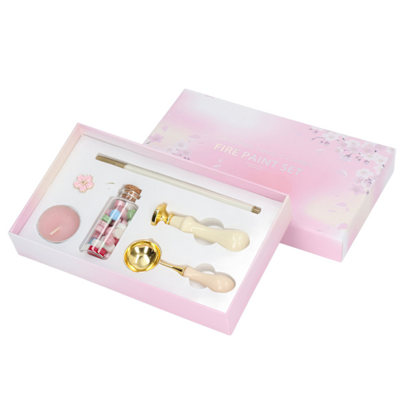 Vaxstämpelset Europeiskt Retro Sakura Mönster DIY Stämpel Handkonto Kuvert Eldfärg Tätningsvax Kit Presentförpackning Dekor