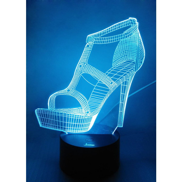 Högklackad 3D nattlampa LED-illusion, Loveboat 7 färger
