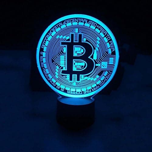 3D Bitcoin Skilt Natlampe Touch Bord Skrivebord Optisk Illusion