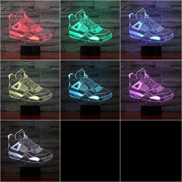 LED-lampa Sneakers 3D Illusion LED-lampor USB-nattlampa Bordlampa Atmosfär Fest Klubb Dekoration Fans 7 Färger Anime Födelsedag Semestergåvor TIEHENG
