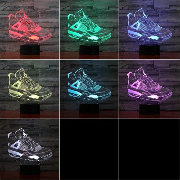 Led-lamppu Sneakers 3D Illuusio LED-valot USB Yövalo Pöytälamppu Tunnelma Juhlat Klubi Koristeet Fanit 7 Väriä Anime Syntymäpäivä Loma Lahjat TIEHENG