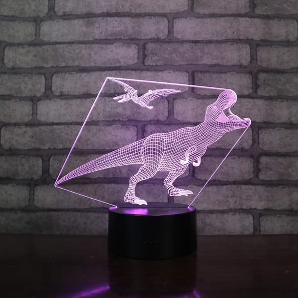 4 stk. 3D Dinosaur Natlampe, ATTOE Led Illusionslampe 16 Co