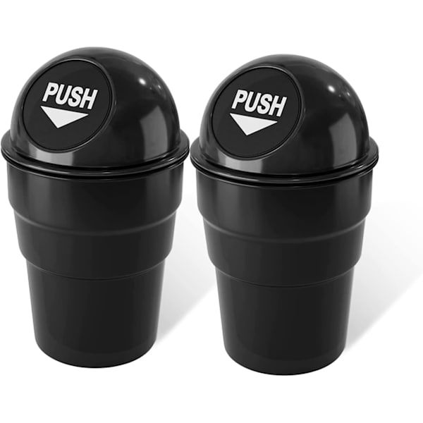 2PACK Mini Bil Papperskorg Söta Mugghållare Bil Soporburkar Mugghållare Papperskorg Bärbar Fordon Bin Sopa Hink Med Lock Tät Cool För Kontor D 2PCS Black