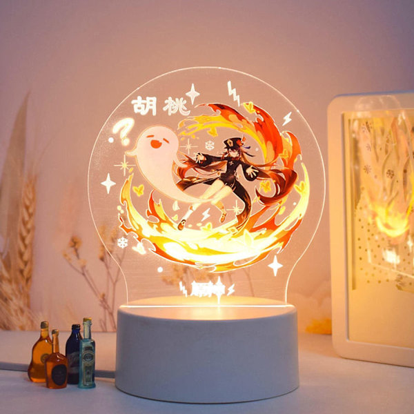 Genshin Impact Barbara 3D LED Akryl Natlampe 7 Farver USB Anime Lampe
