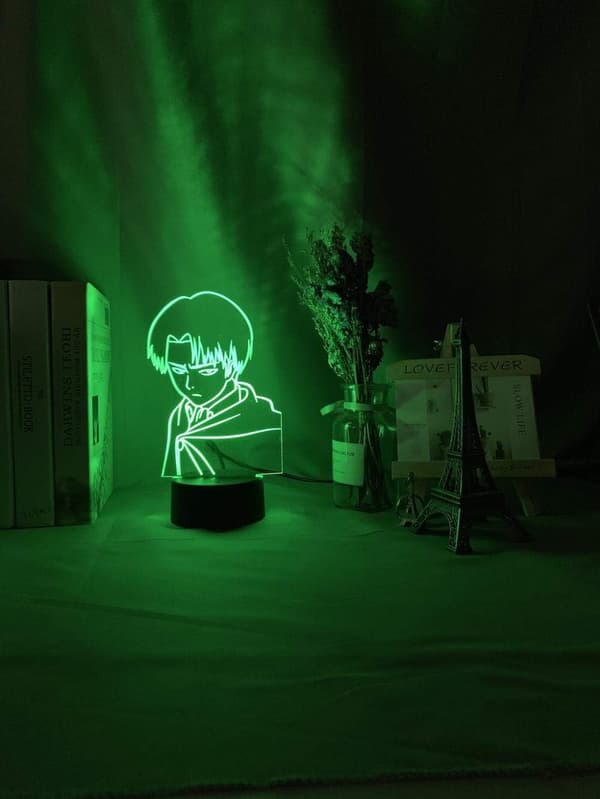3D Nattlampe Kaptein Levi Ackerman Figur LED Nattlampe