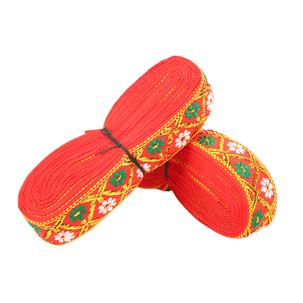 2 st broderade spetsar långa 7 meter bredd 2,5 cm elegant band för hantverk bröllopsdekoration klänningtillverkning presentförpackning röd