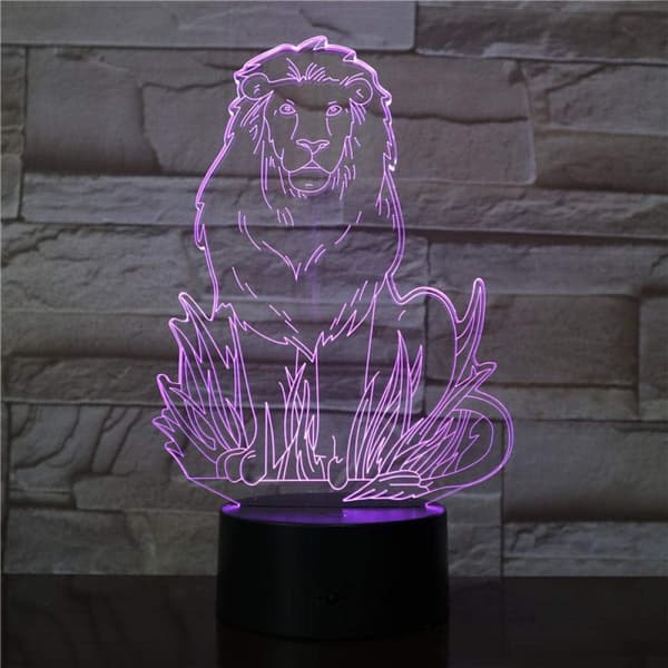 3D Illusjon Nattlys Skrivebordslampe 3D Led Løvemodell Nattlys