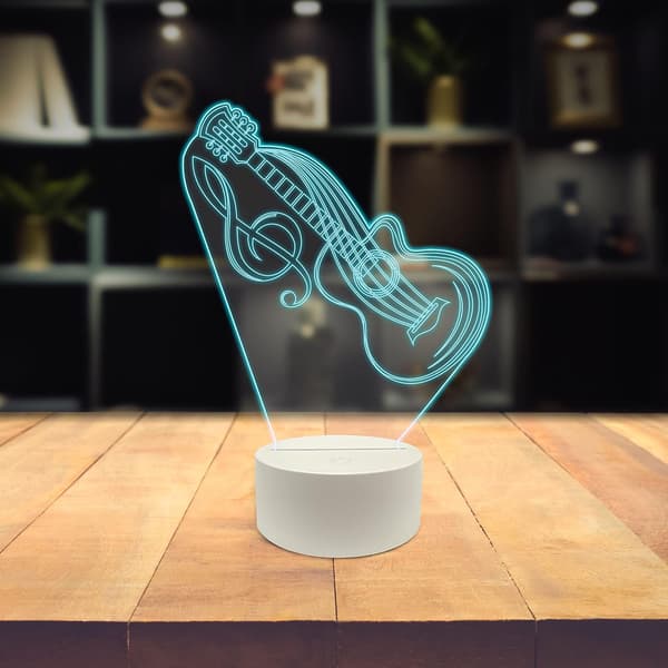 Musik 3D LED Bordlampe, Guitar Diskantnøgle Sanginstrument