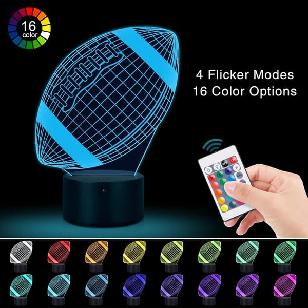 Fotball Nattlys, Metplus 3D Illusjonslampe LED Hologram