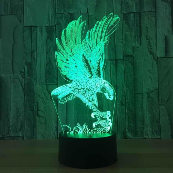 3D Nattlampe Dyr Ørn, Hologram Effekt Led Illusjon Ta