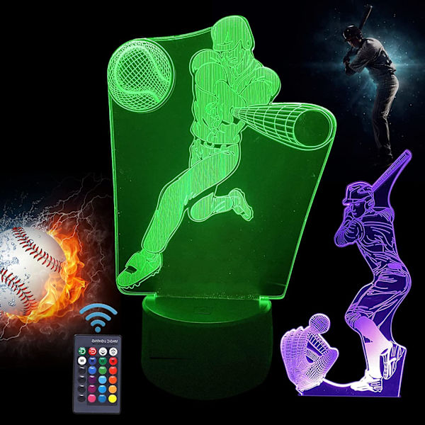 Baseball 3D Nattlampe, Baseballgaver til gutter 7-14 Basebal