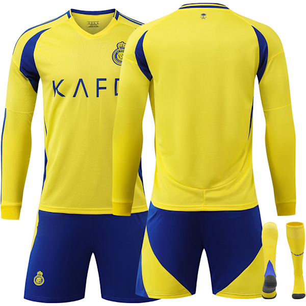 24/25 Fotbollskit för Barn Träningsdräkt Fotbollskit för Pojkar, Al-Nassr Fotbollslag Tröja lång Träningsdräkt Tröjor Shorts och Strumpor 2XL