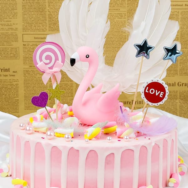 Flamingo Kakepynt Rosa Flamingo Kake Topper