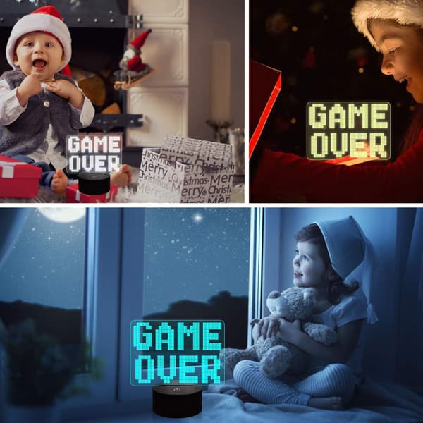 Pixel Game Over LED 8-bittinen lamppu 3D-illuusiolamppu