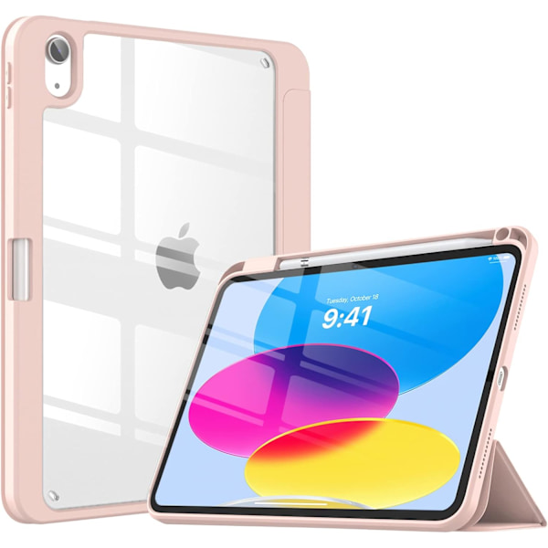 Etui til iPad (A16) 11. generasjon 11 tommer 2025, med blyantholder, slankt beskyttelsesdeksel med klar bakside, automatisk vekking/hvile pink iPad(A16)11 11（2025）