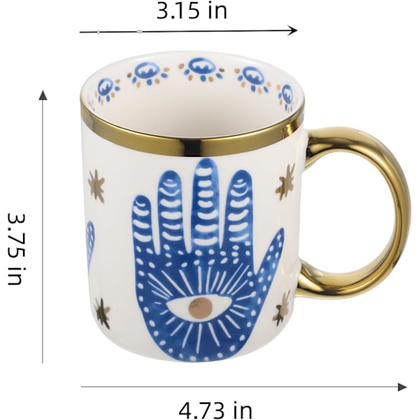 Ondt Øje Keramik Kaffekrus 35 cl Perfekt til Cappuccino Latte Te Øl Varme og kolde drikke, Kaffekopper til hjem og kontor, Opvask Palm