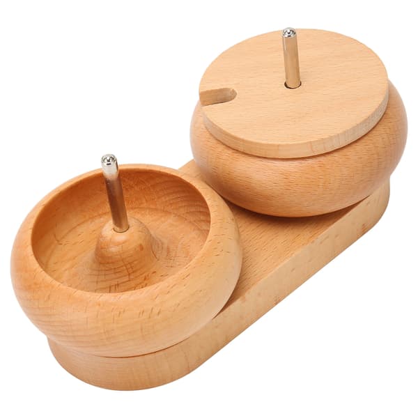Perle Spinner Skål Poleret Træ Dæksel Metal Aksel Stabil Oval Base Perle Maker til Smykkefremstilling DIY