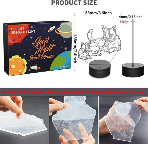 Kæledyr Kat Lys 3D Natlampe Kæledyr Kat Optisk Illusion Natlampe