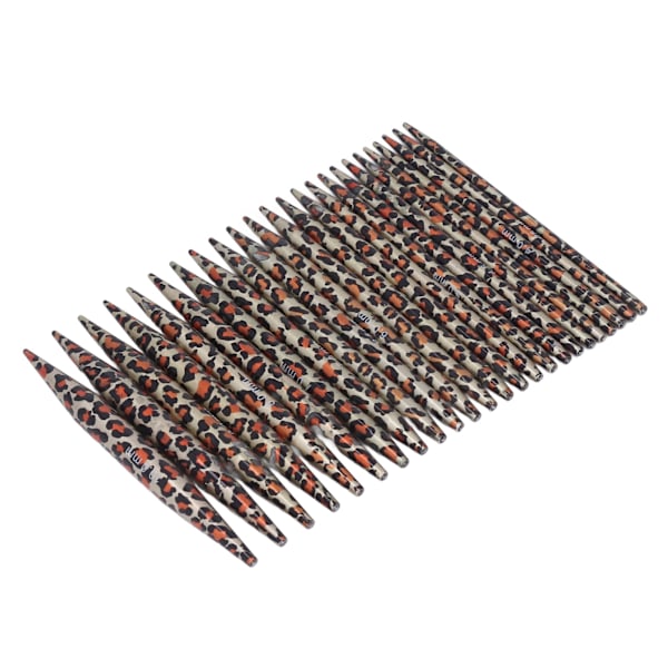 Stickningsnålar Set Avtagbara Cirkulära Leopardmönstrade Stickningsnålar Tröja Nålmått Knappar PU Väska Virkningsset Khaki PU Väska