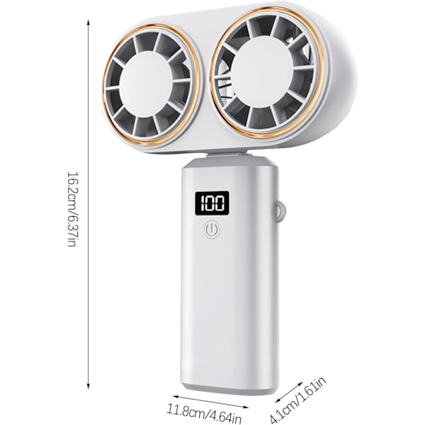 Bärbar Handhållen Fläkt | USB-Laddning Kylare Dubbel Fläkt | Bärbar Dubbel Fläkt Kylare | Digital Display Handhållen Fläkt, Uppladdningsbar Handhållen