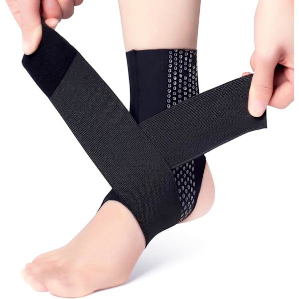 Ankelstøtte, Justerbar Åndbar Kompressionsankelstøtte, til Mænd og Kvinder med Forstuvede Ankler, Ankelbandage Stabiliserende Ligamenter, Plantar Fascii Black XLarge