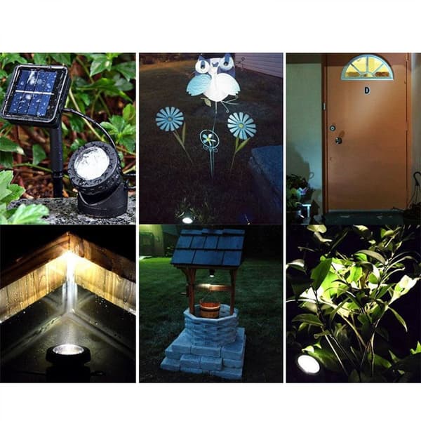 Solar Spotlights Utendørs, 6 LED Vanntett Damlys Solar