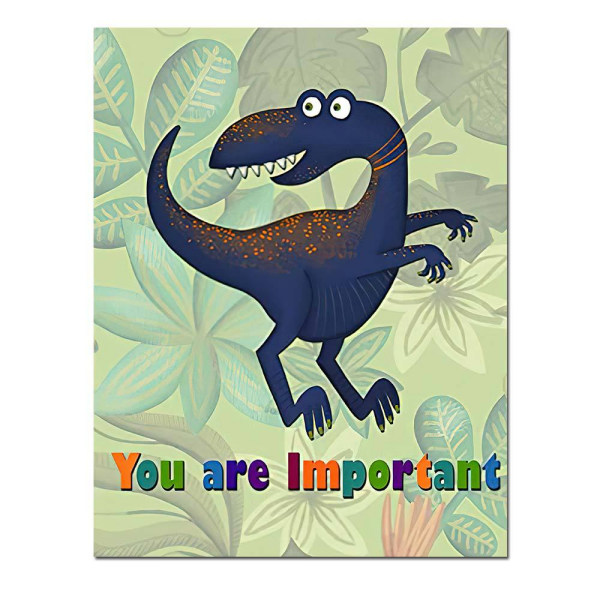 Cartoon Dinosaur Wall Art Canvas Print Poster, Sim 20x25cm