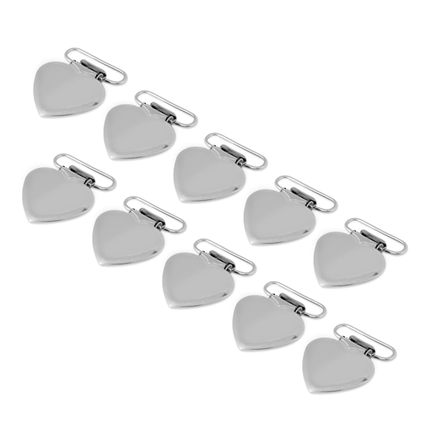 10 stk Metall Hjerteformet Innlegg Smokkholder Suspender Klips for Hjem Håndverk
