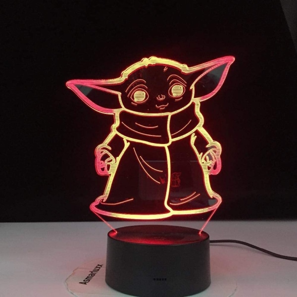 3D Led Illusion Lampa 16 färgkonverteringsljus Mini Yoda 3D