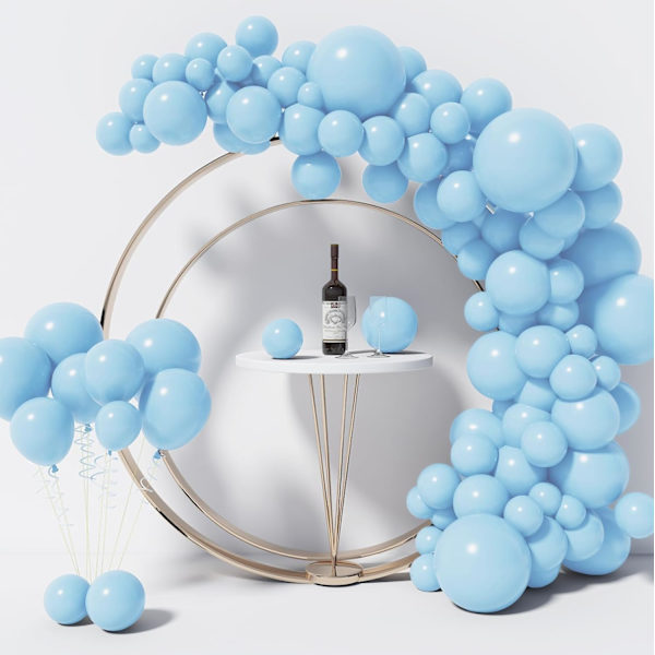 130-delad ballongbåge i pastellblått i olika storlekar 18\" 12\" 10\" 5\" perfekt för födelsedagsfest, examen, babyshower, bröllop, helgdag Pastel Blue