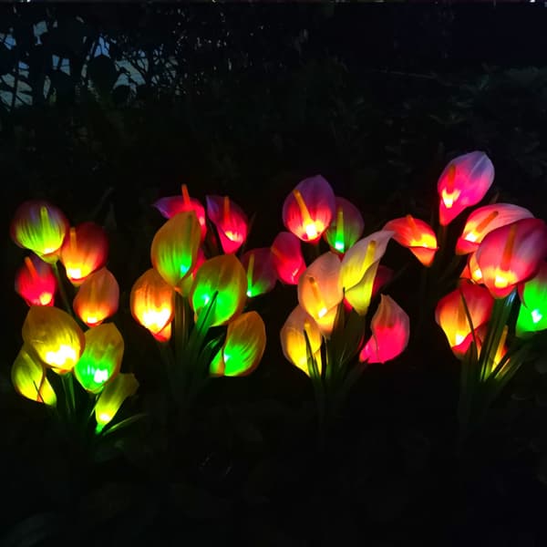 LED solcellslampor utomhus dekorativa blommor, vattentäta Red