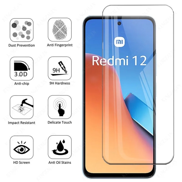 Härdat glas för Xiaomi Redmi 12 5G Full Coverage skyddsglas skärmskydd