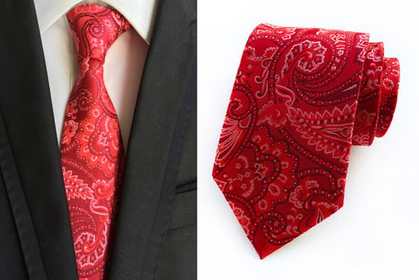 Ny klassisk herr paisley silke slips slips, vinröd