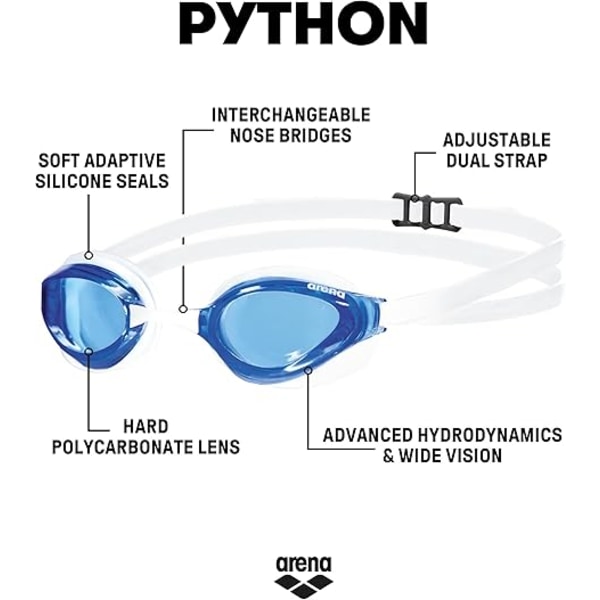 Unisex Python Racing Simglasögon för Män och Kvinnor Anti-Imma Läcker Inte Maximal Komfort Dubbla Band, Spegel/Icke-Spegel Lins Clear Blue White White