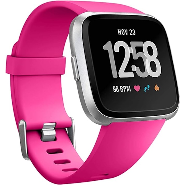 Smartklokke-reim kompatibel med Fitbit Versa Smartwatch, Versa 2 og Versa Lite SE-klokker for kvinner og menn (Rose Pink-S)