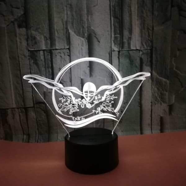 Optisk Illusjon 3D Svømme Nattlys 16 Farger Endring USB
