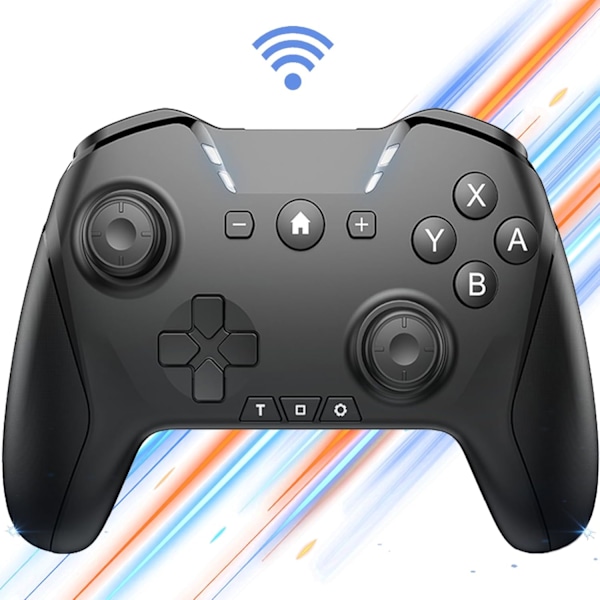 Bluetooth-kontroller for Switch/PC/Steam/Apple Arcade MFi-spill osv., Switch Pro-kontroller trådløs med justerbar dobbeltbevegelse, Turbo, makroer, 6-akser Black