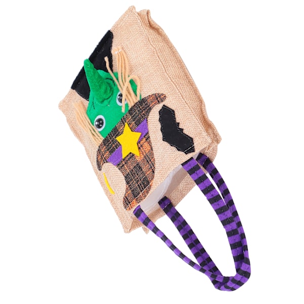Halloween Tote Bag Gunny Cloth med Håndtak 4 Mønstre Thanksgiving Vesker for Trick Treat Oppbevaring Heks