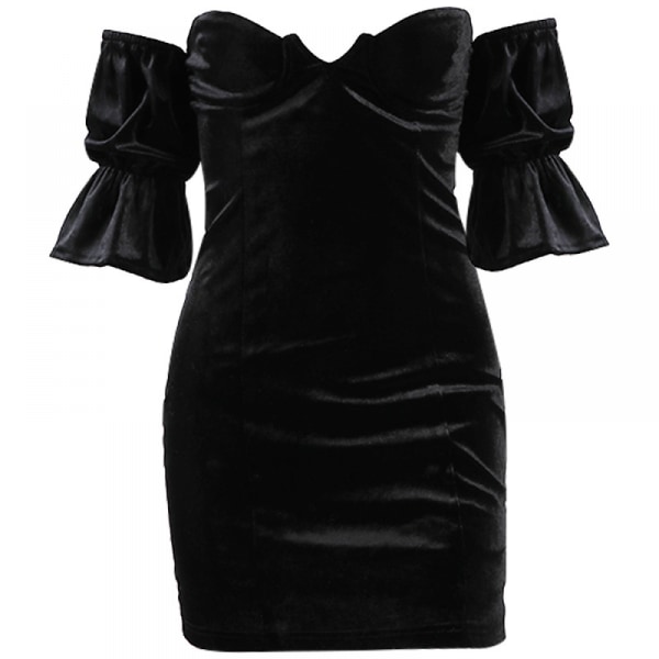 Klänning Elegant Off Shoulder Bodycon Festklänningar (svart S)