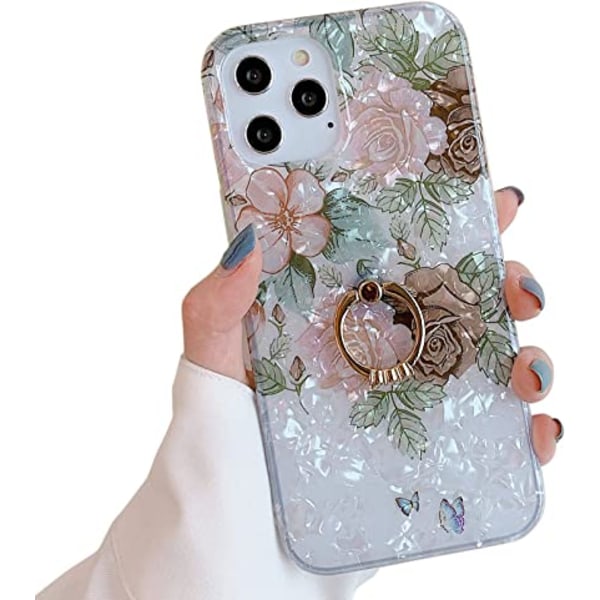 Kompatibel med iPhone 12 Pro-fodral (6,1 tum), med söta blommor