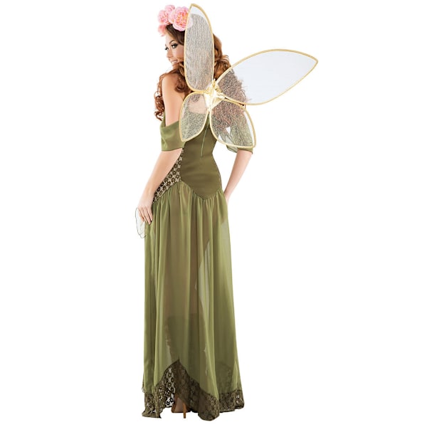 2024 Ny Halloween Kostume Skovgrøn Elf Blomst Fe Kvinders Rose Fe Prinsesse Kostume XL