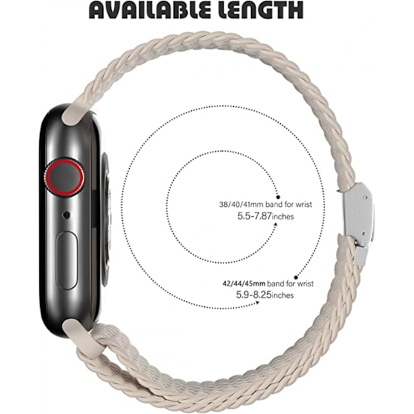 Flätat Loop-band för Apple Watch 42mm 44mm 45mm Kvinnor/Män, Solace Elastiska Stretch Nylon Sportarmband för iWatch-band serie 7 6 5 4 3