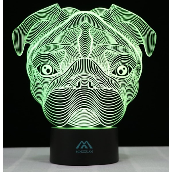 Shar Pei Hund 3D Nattlampa 7 Färger LED Touch Bordsskiva Skrivbordslampa