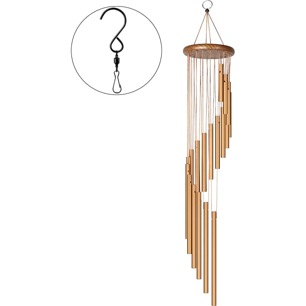 Wind Chimes Outdoor Metal Wind Chimes Solid Wood and 18 Frosted Aluminum Alloy Gold Pipe Wind Chimes