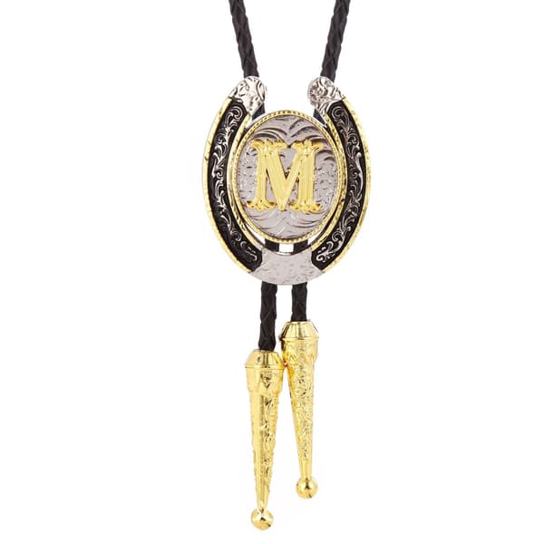 Vintage Bolo Tie til mænd - Initial Letter ABCDMJR til Z Wester M