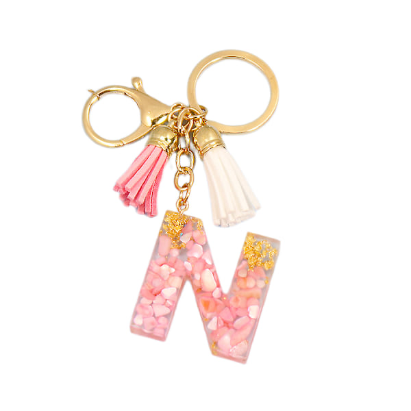 Söt initial nyckelring A-Z bokstav glittrande glitter nyckelring P N