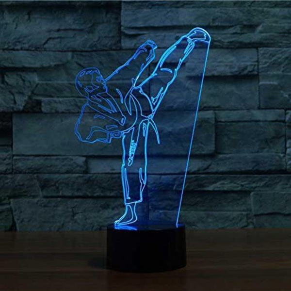3D Gradient Karate Taekwondo Natlampe Touch Switch 7 Farver