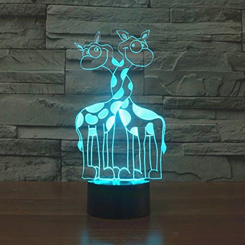 3D Dobbelthodet Giraff Bordlampe Nattlys 3D LED USB 7 C