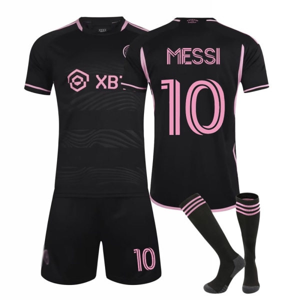 Miami hemma och borta nr 10 Lionel Messi International Major League fotbollströjor set vuxen tröja (strumpor ingår), svart, XL