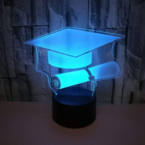 3D Bachelorhat Natlampe USB Strøm Touch Switch LED Dec